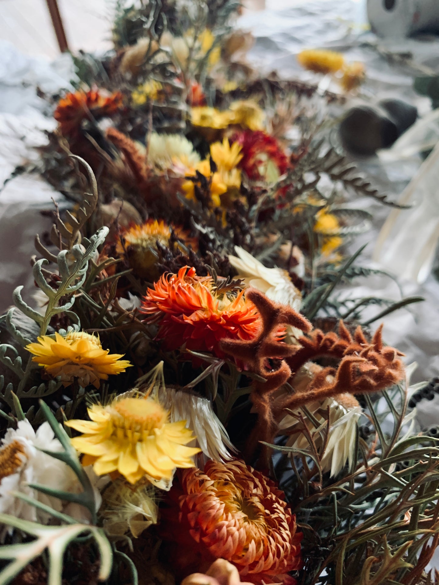 Everlasting Dried Flower Wall Hanging  - Autumn Time