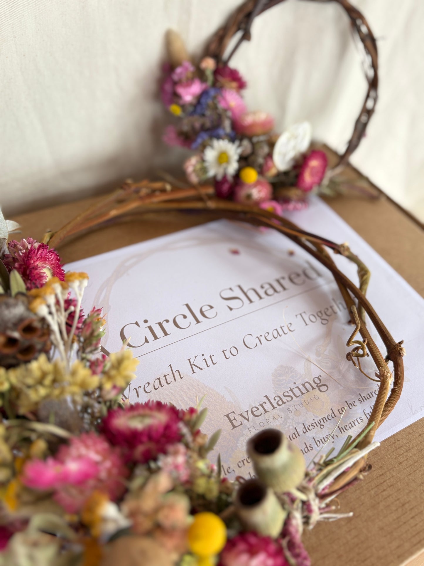 Dried flower wreath making kit  using naturally dried australian native . flowers 