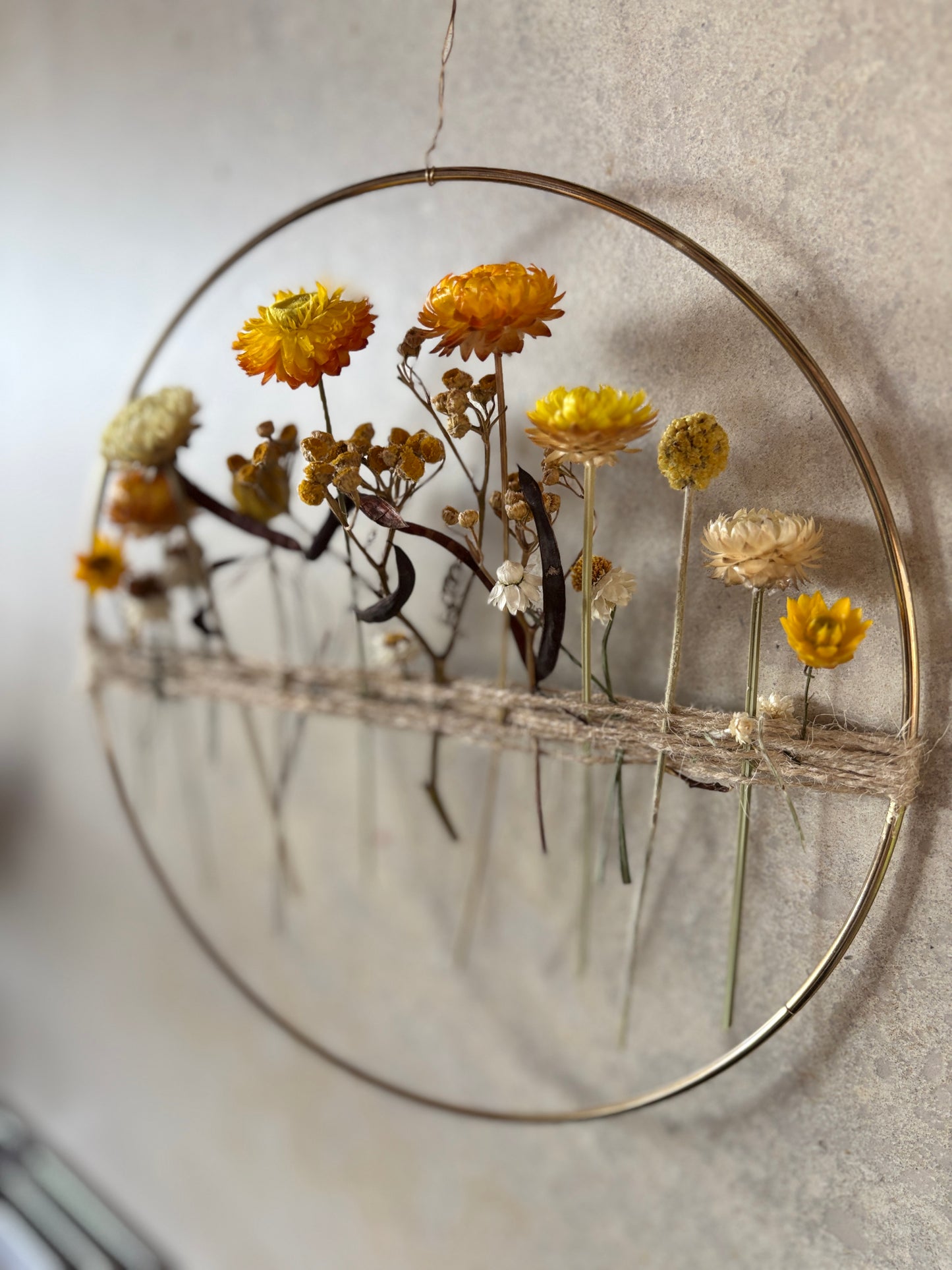 25cm golden steel ring hoop — the base for the everlasting daisy wall hoop