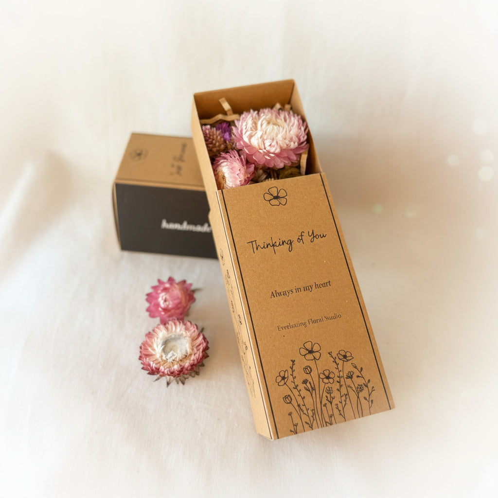 Thinking of You everlasting posy gift box with dried flowers